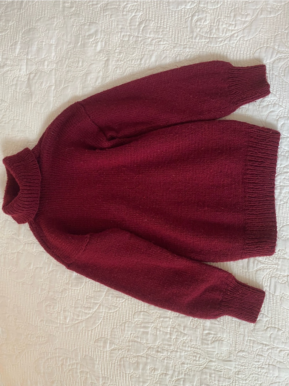 Hand-knit Deep Red Turtleneck Sweater